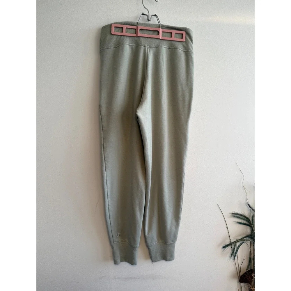 Athleta Womens Sage Green High Rise Fleece Jogger‎ Pants Size S Small Pockets